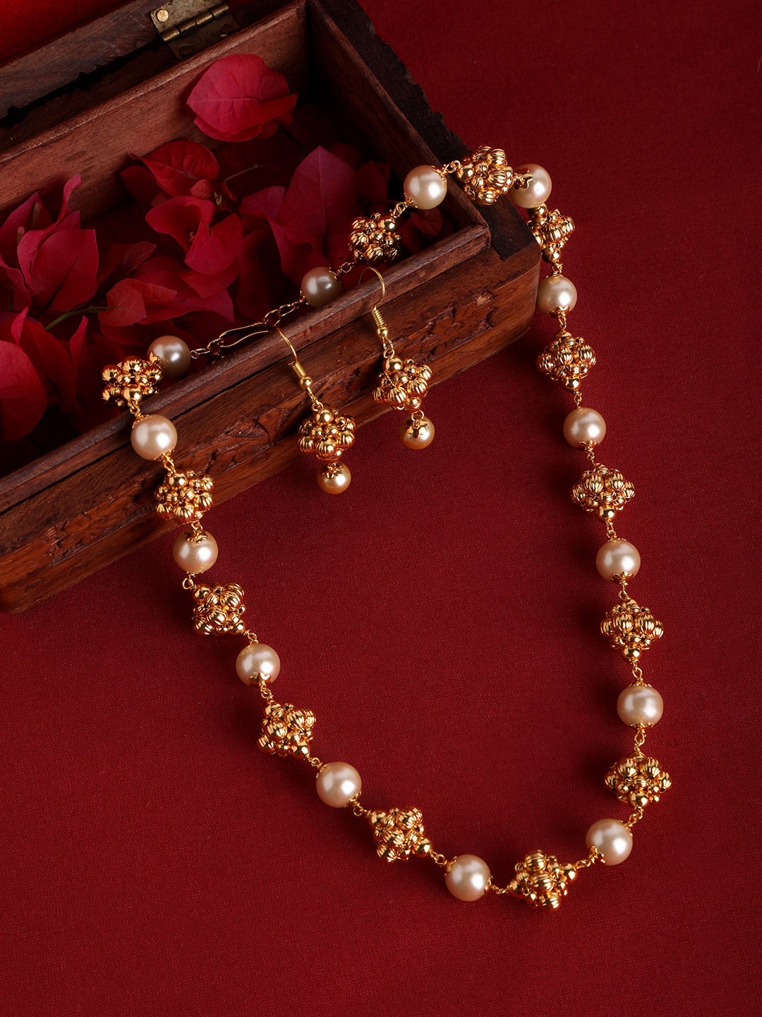 AccessHer Women Gold-Plated Pearl Necklace Price in India