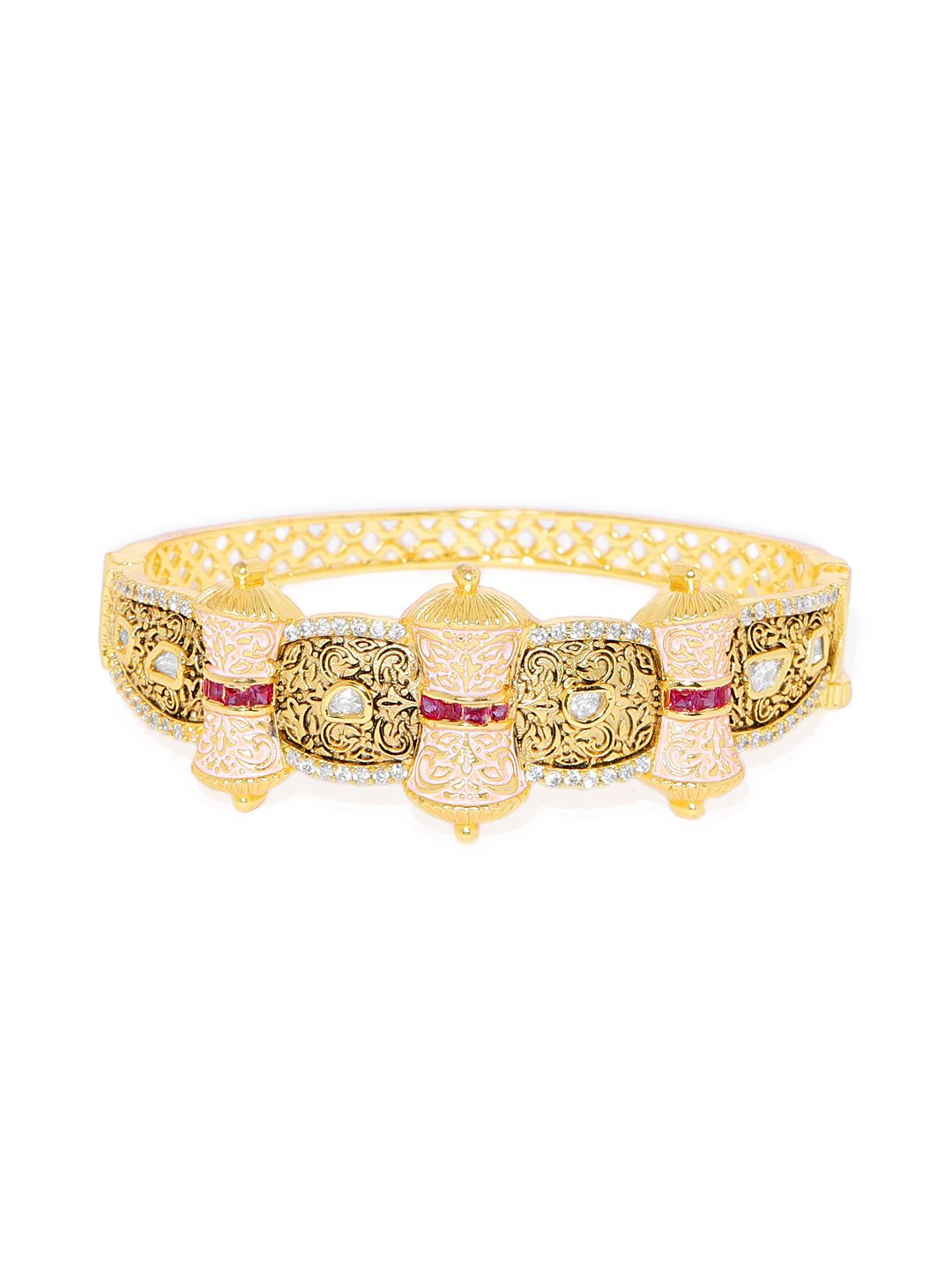 Access Her Gold-Plated Vilandi Kundan Enamel Kada Price in India