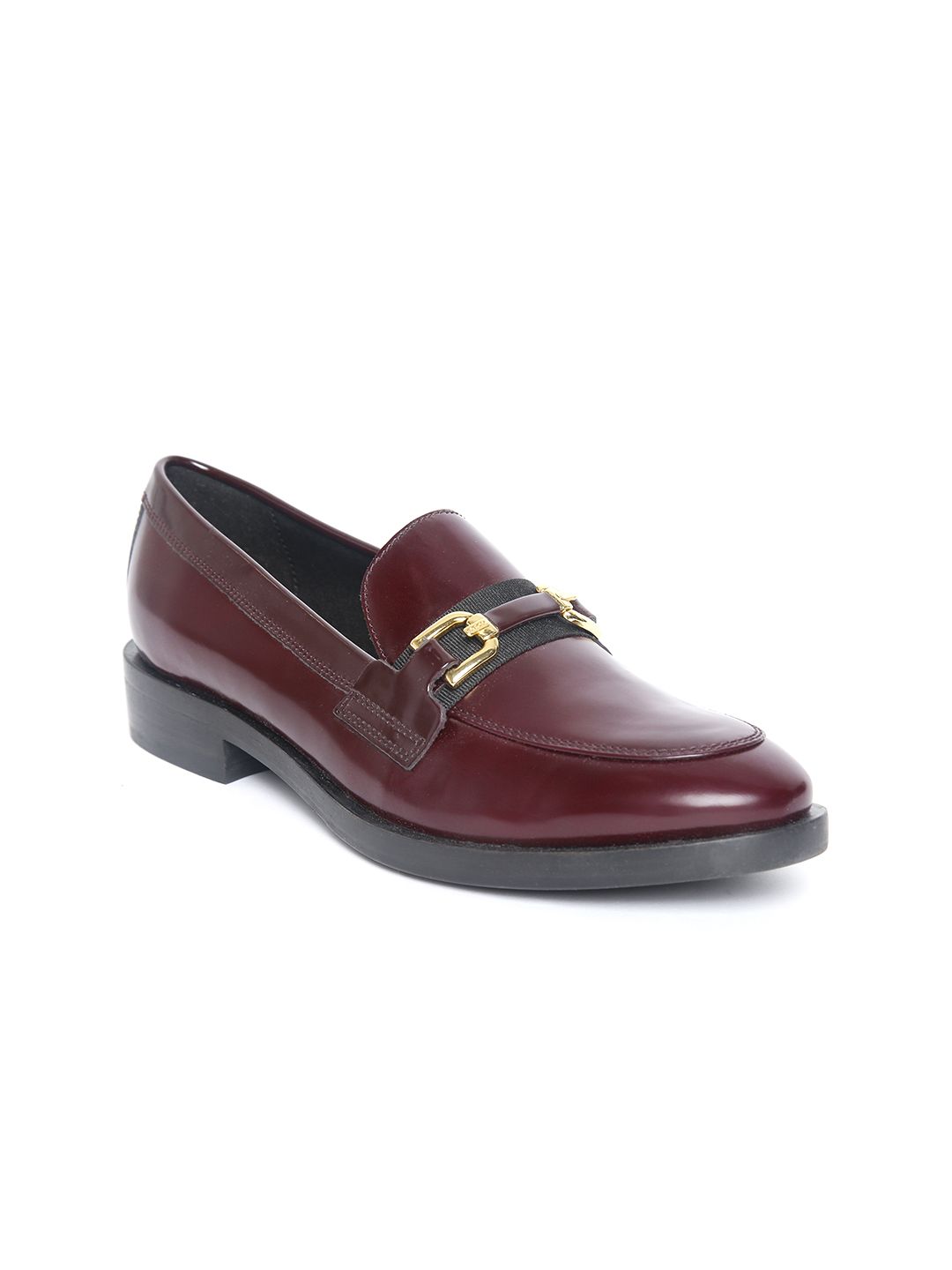 Geox Women Burgundy Solid Leather Loafers Price in India