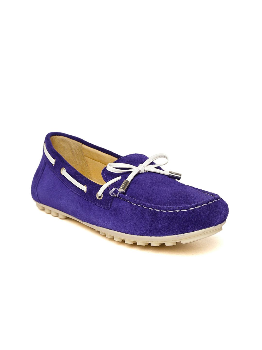 Geox Women Blue Solid Suede Boat Shoes Price in India
