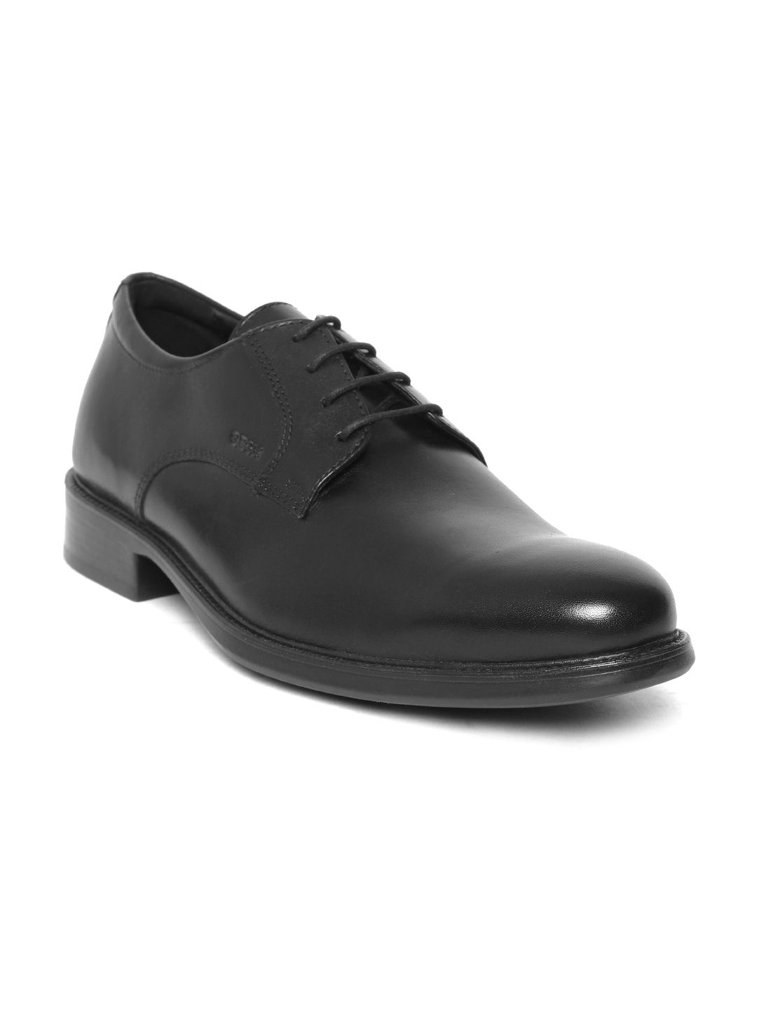 Geox Men Black Leather Formal Derbys