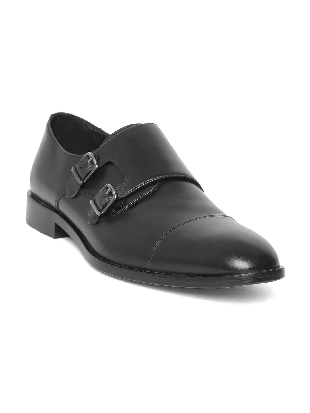 Geox Men Black Leather Formal Monks