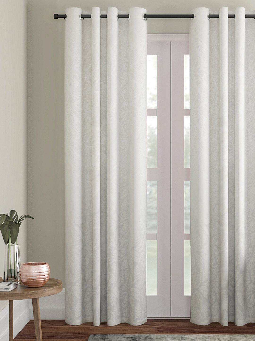 Soumya White Set of Single Long Door Curtains Price in India