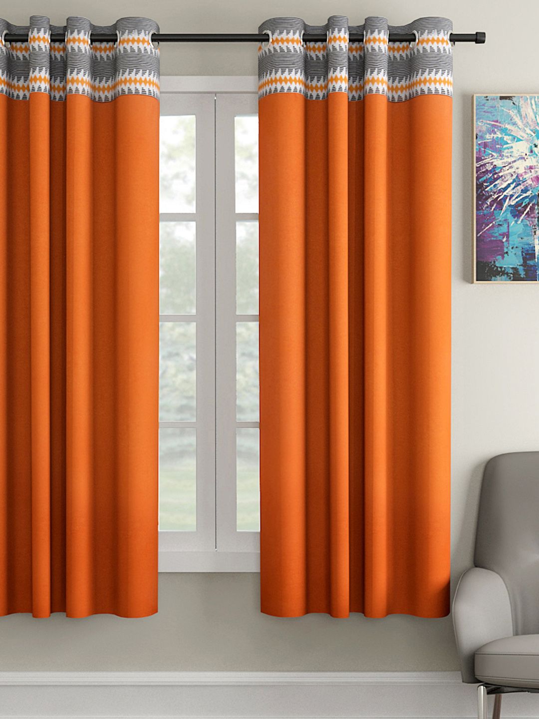 Soumya Rust Orange Solid Single Window Curtain Price in India