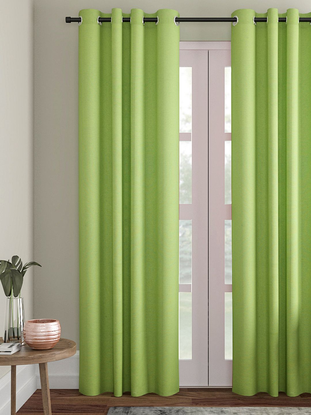 Soumya Lime Green Solid Single Door Curtain Price in India