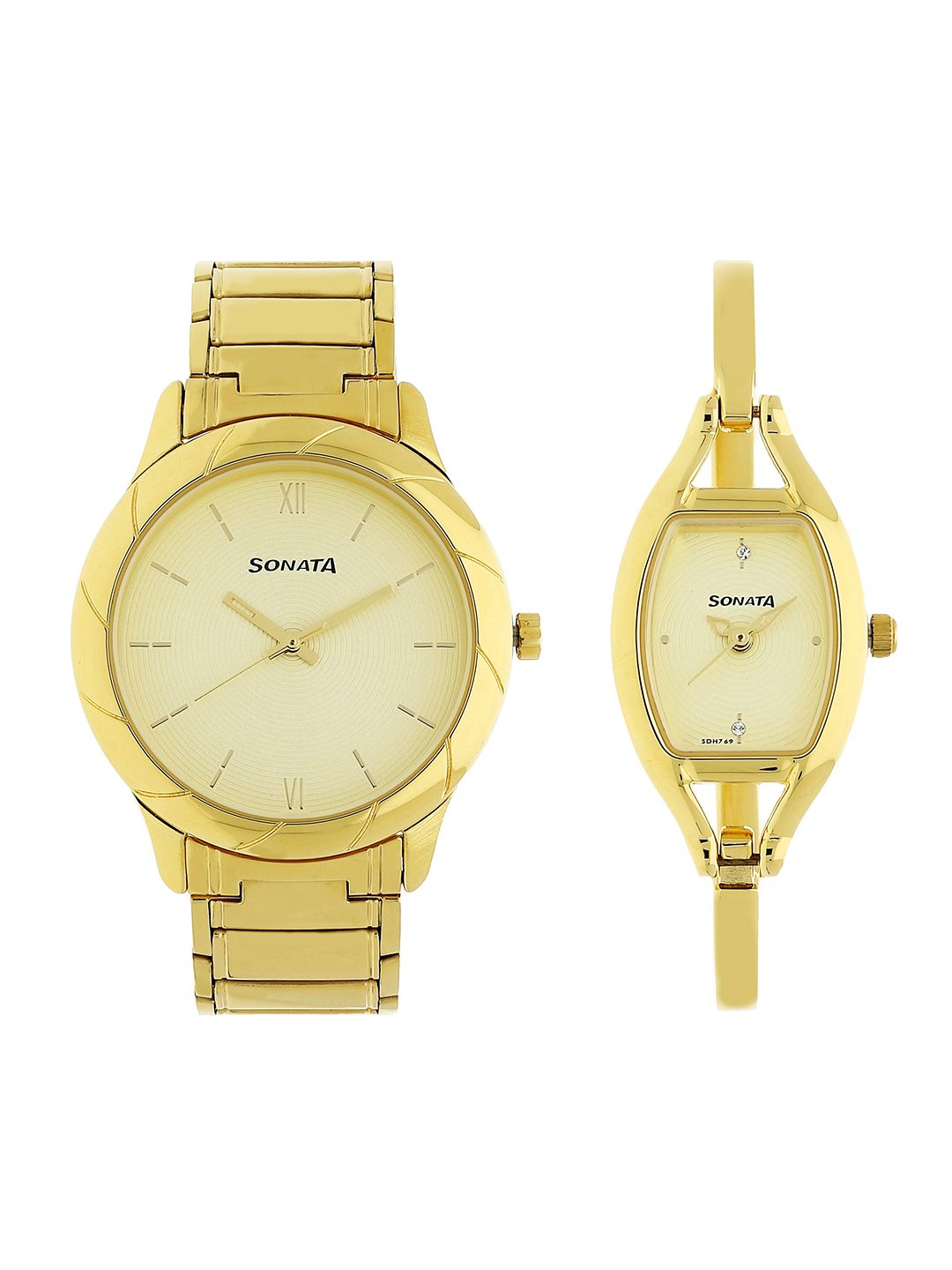 Sonata Pair 2018 Unisex Beige Analogue watch NL71258114YM01 Price in India