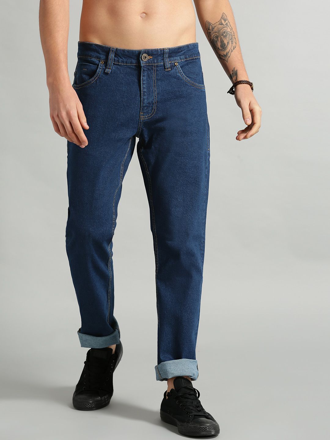 The Roadster Lifestyle Co Men Navy Blue Slim Fit Mid-Rise Clean Look Stretchable Jeans