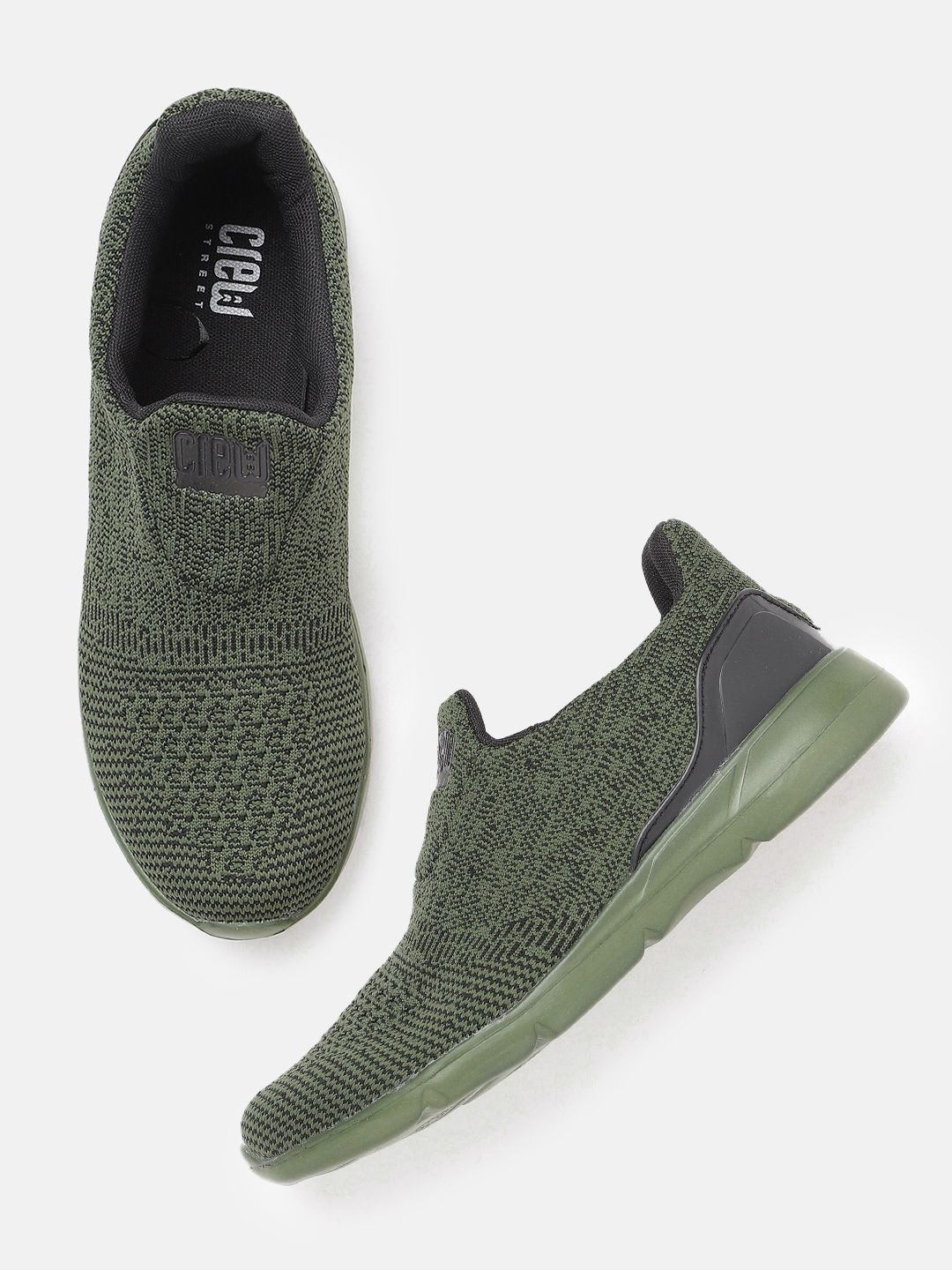 Crew STREET Men Green Textile Walking Shoes