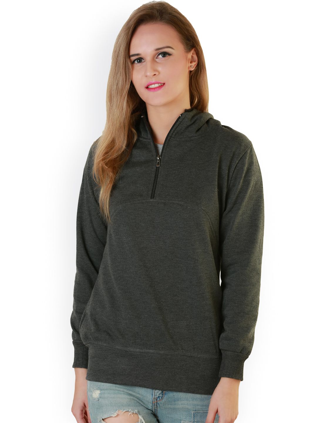 Belle Fille Grey Hooded Sweatshirt Price in India