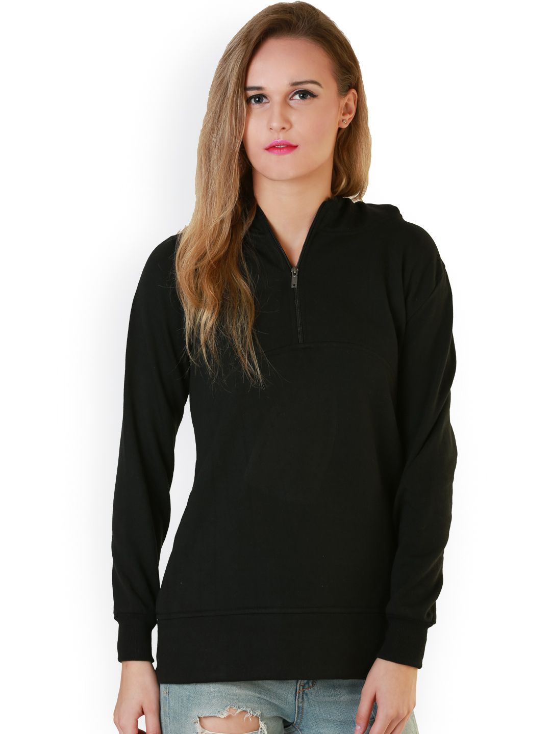 Belle Fille Black Hooded Sweatshirt Price in India