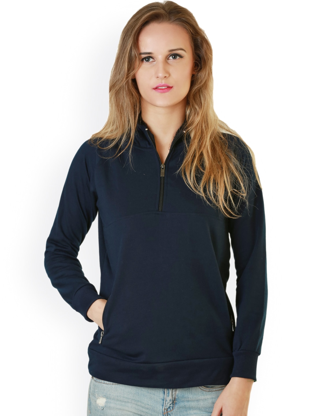 Belle Fille Navy Hooded Sweatshirt Price in India