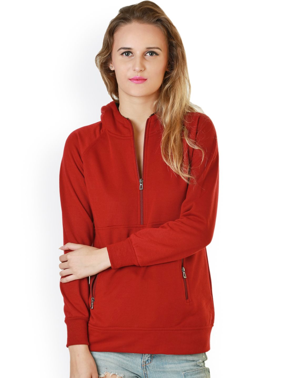 Belle Fille Red Hooded Sweatshirt Price in India