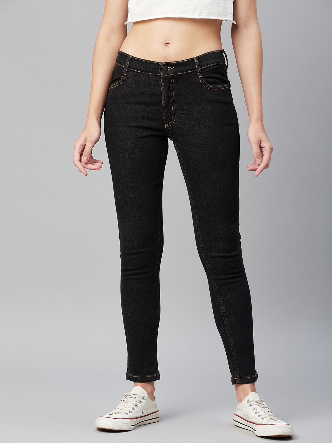 Marks & Spencer Women Black Skinny Fit Mid-Rise Jeans Price in India