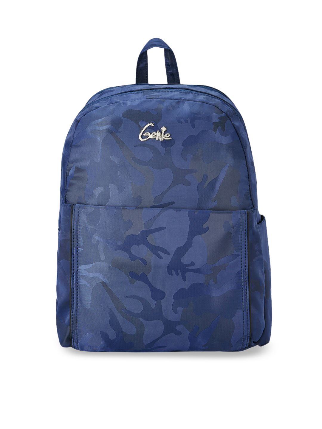 Genie Women Blue Textured 15 inches Small Backpack Price in India