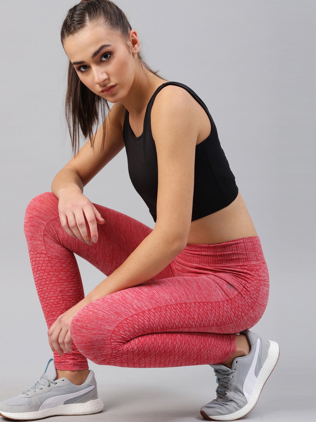 HRX by Hrithik Roshan Women Red Solid Rapid Dry Seamless Yoga Tights Price in India