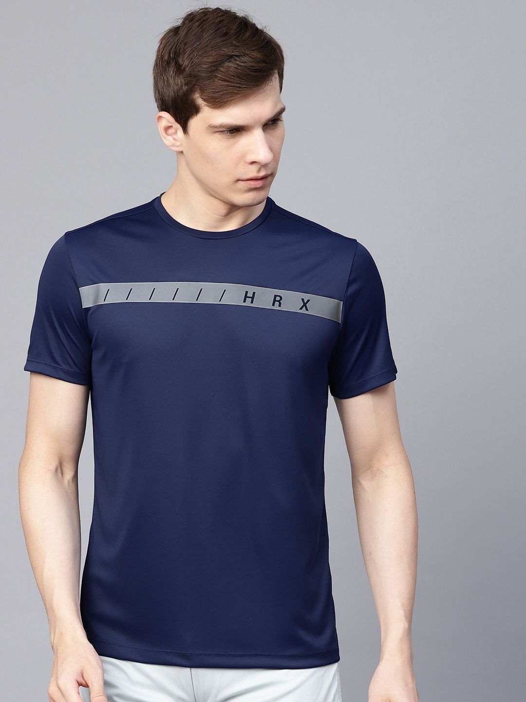 HRX by Hrithik Roshan Ultralyte Men Navy Blue Solid Running T-shirt