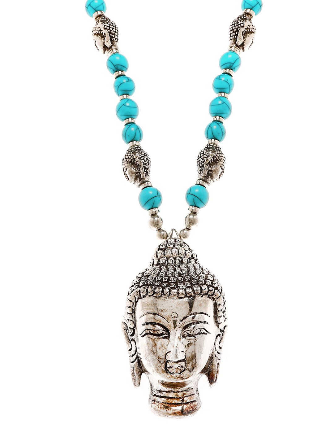 Bamboo Tree Jewels Silver-Toned & Blue Metal Handcrafted Necklace Price in India