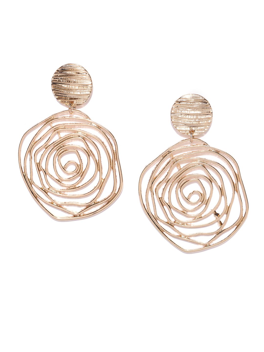 DressBerry Gold-Toned Floral-Shaped Drop Earrings Price in India