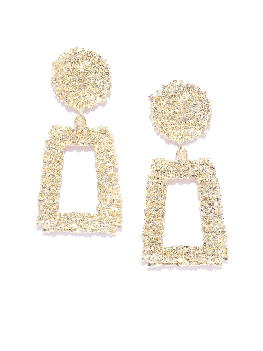 DressBerry Gold-Toned Geometric Drop Earrings Price in India