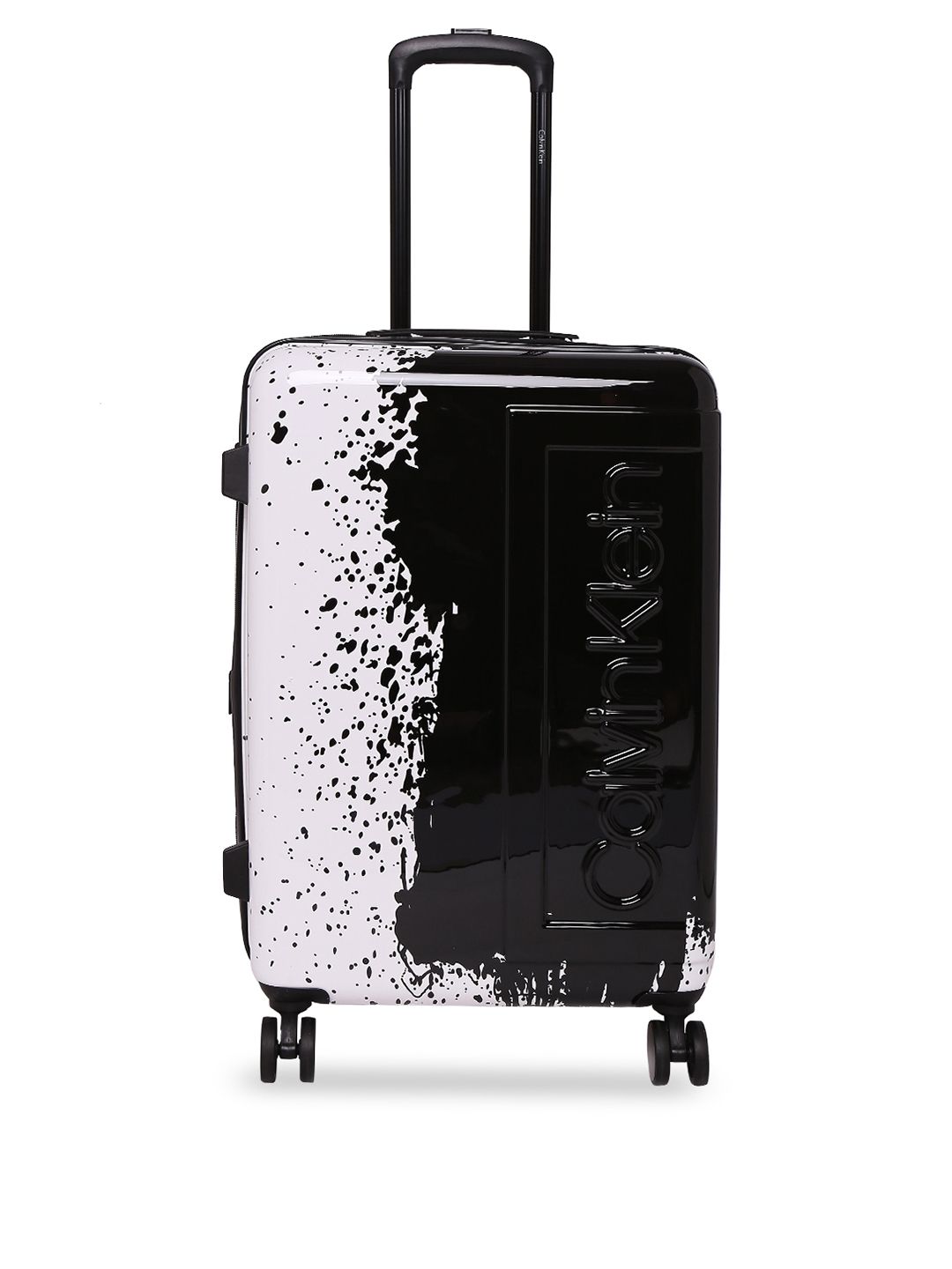 Calvin Klein Unisex Black & White Printed The Factory Range Large Trolley Bag Price in India