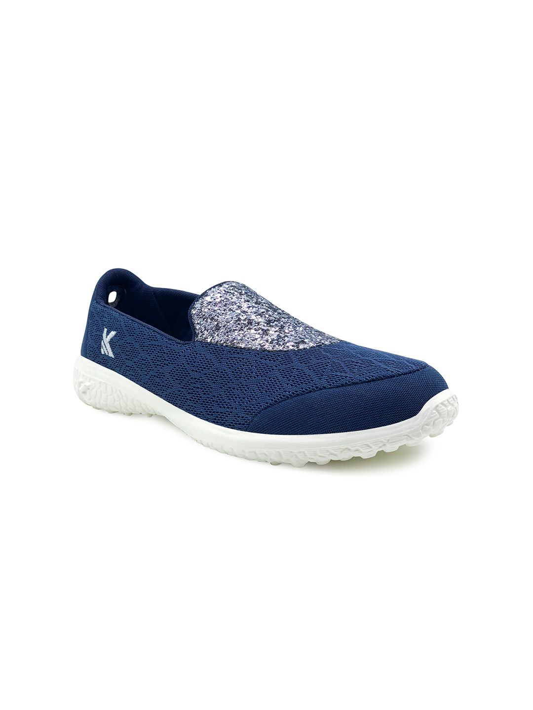 KazarMax Women Navy Blue Shimmery Slip-On Sneakers Price in India