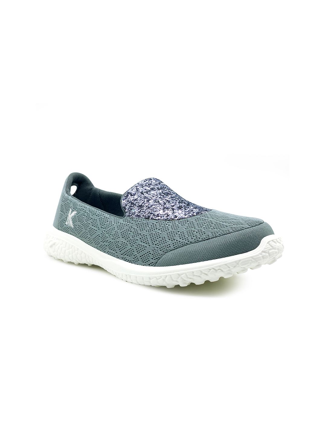 KazarMax Women Grey Shimmery Slip-On Sneakers Price in India