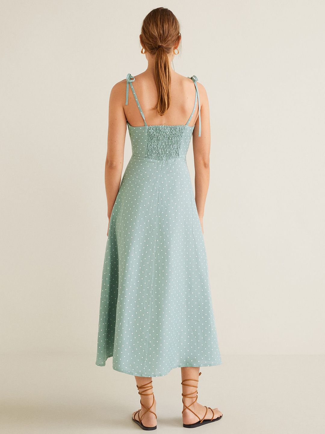 Buy MANGO Women Mint Green & White Polka Dot Print Fit & Flare Dress -  Dresses for Women 10143109 | Myntra