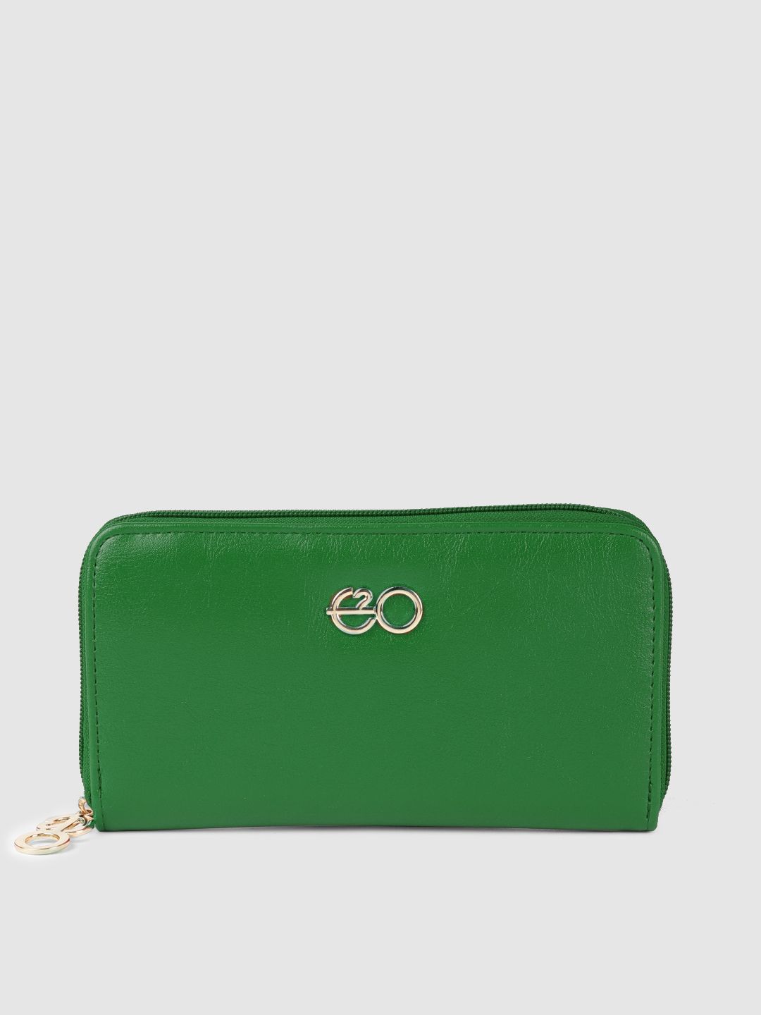 E2O Women Green Solid Zip Around Wallet Price in India