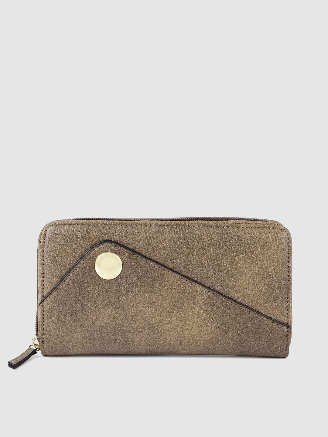 E2O Women Brown Textured Zip Around Wallet Price in India