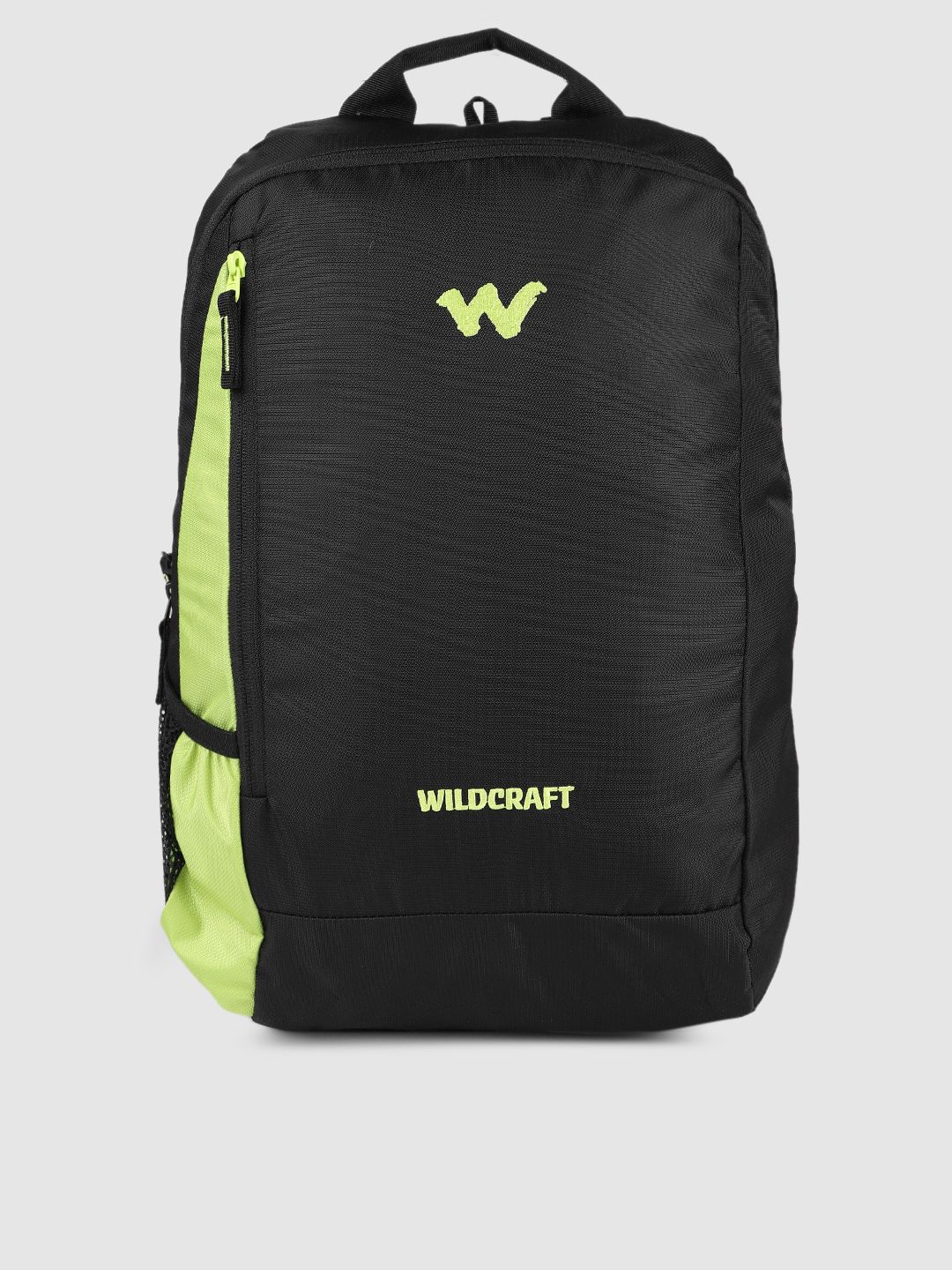 Wildcraft Unisex Black Fluoroscent Green Streak 1.0 Brand Logo Printed Laptop Backpack