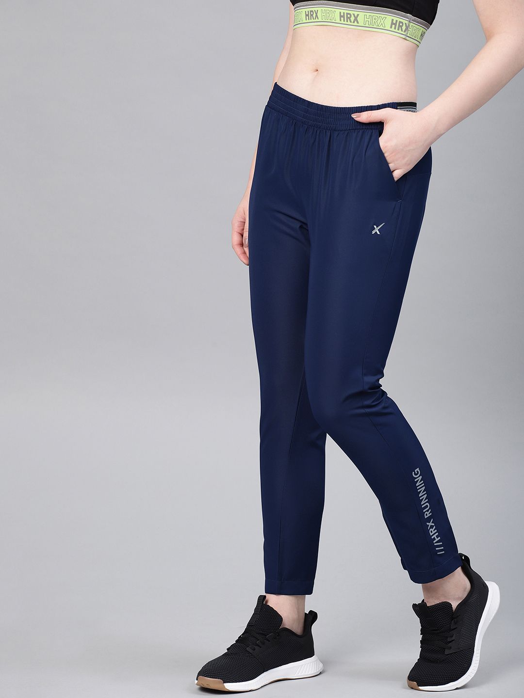 HRX by Hrithik Roshan Women Navy Blue Rapid Dry Track Pants Price in India