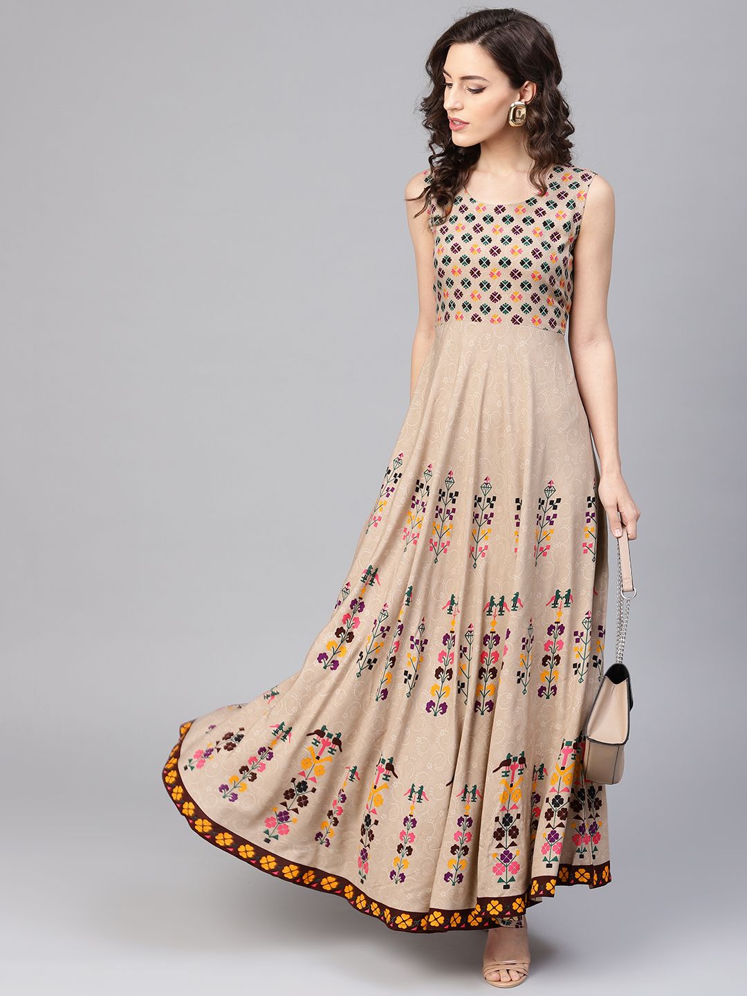 GERUA Women Beige Printed Maxi Dress