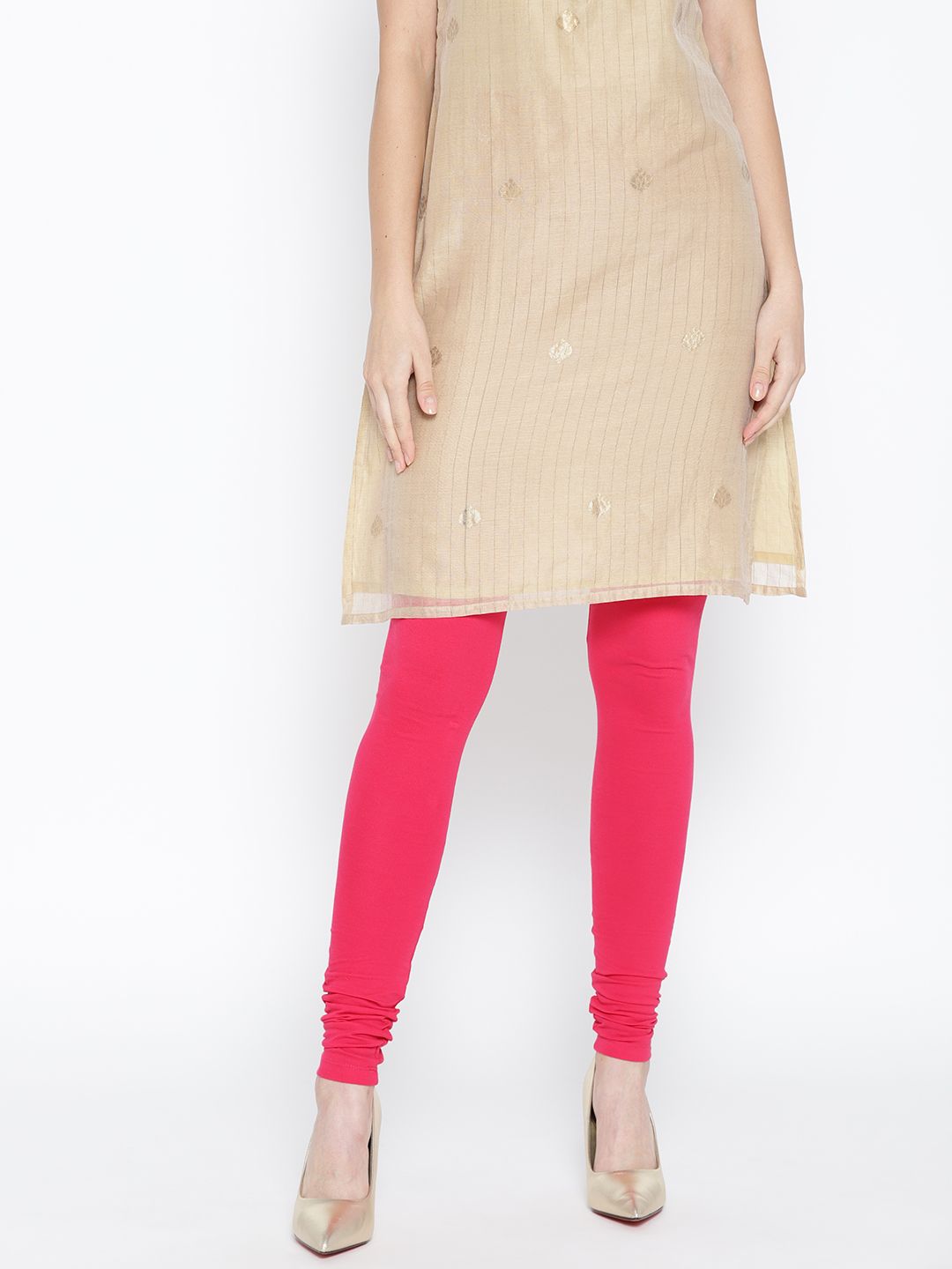 AURELIA Women Pink Solid Churidar Length Leggings Price in India