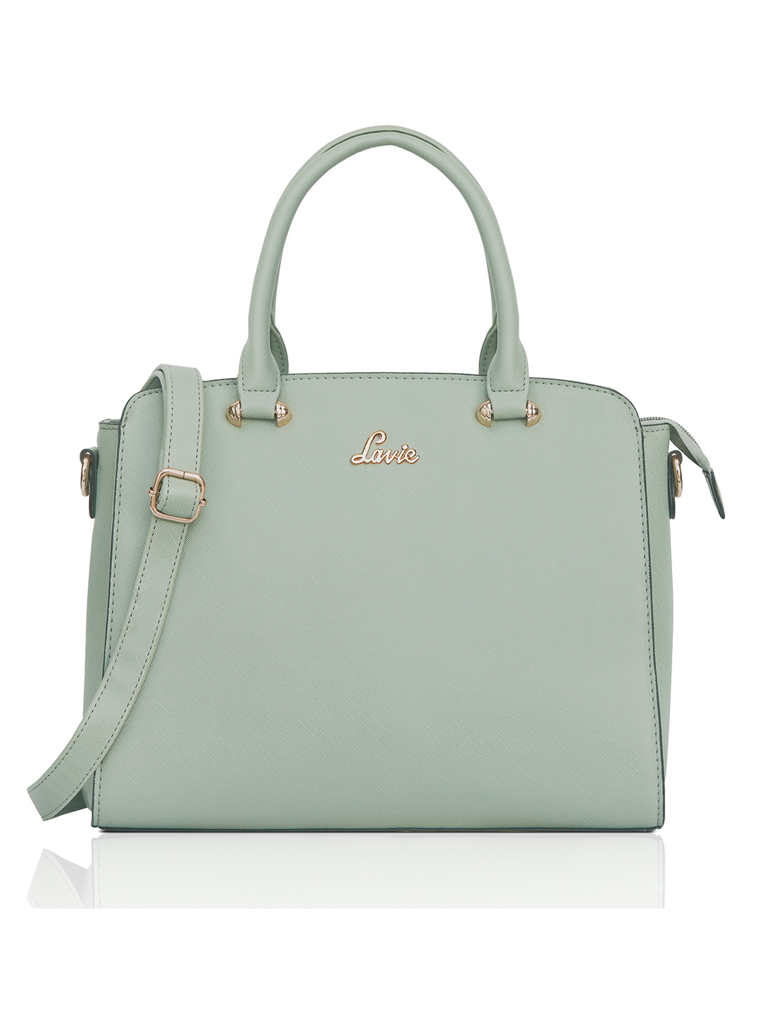 Lavie Women Mint Green Solid Structured Handheld Bag
