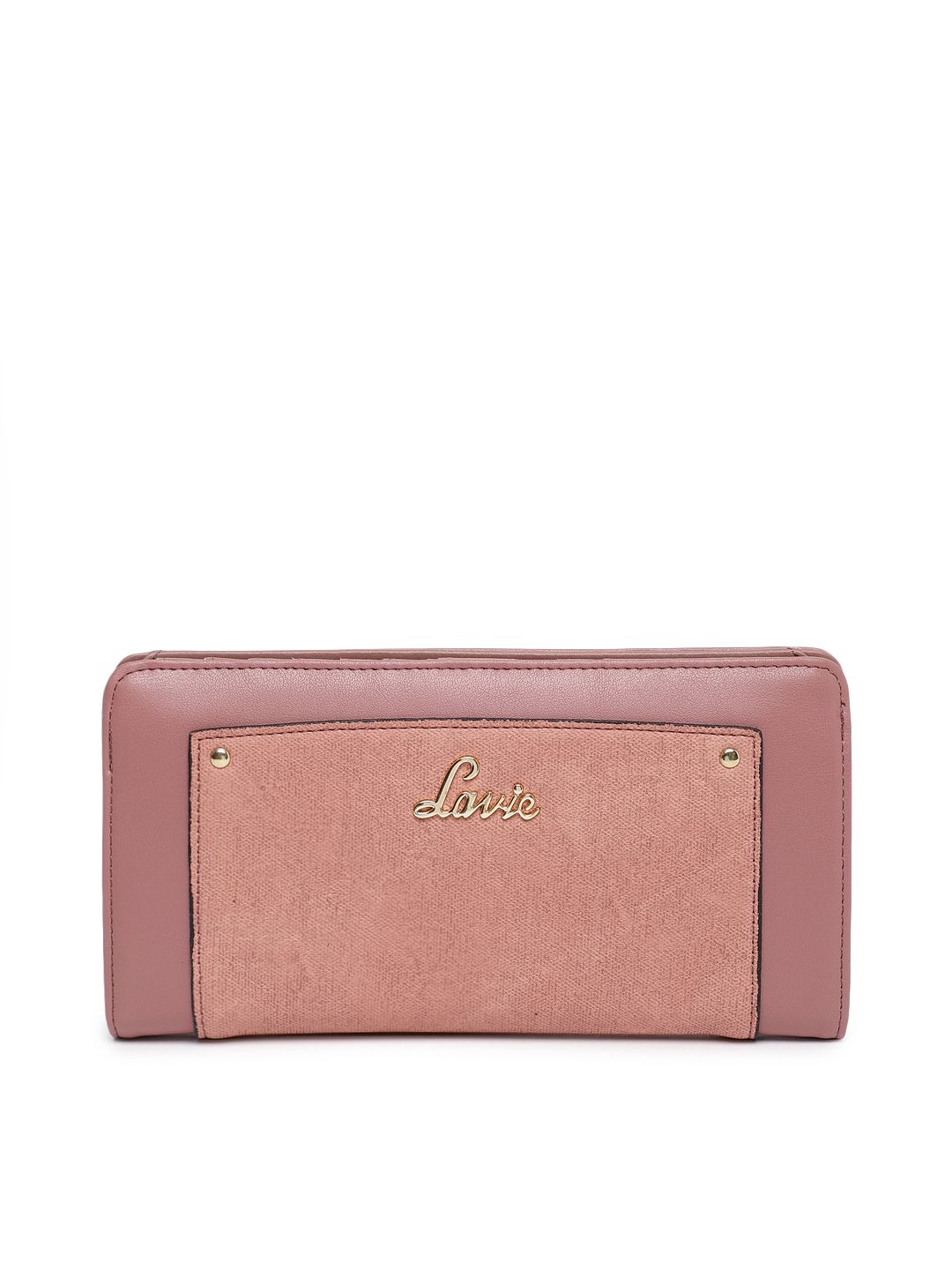 Lavie Women Peach-Coloured & Pink Colourblocked Two Fold Wallet Price in India