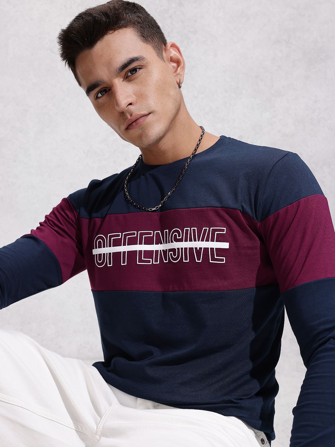 WROGN Men Typography Printed  Cotton Slim Fit T-shirt