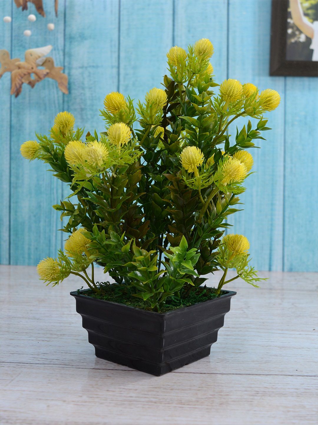 fancy mart Green & Yellow Artificial Formosan Plant in Square Step Pot Price in India