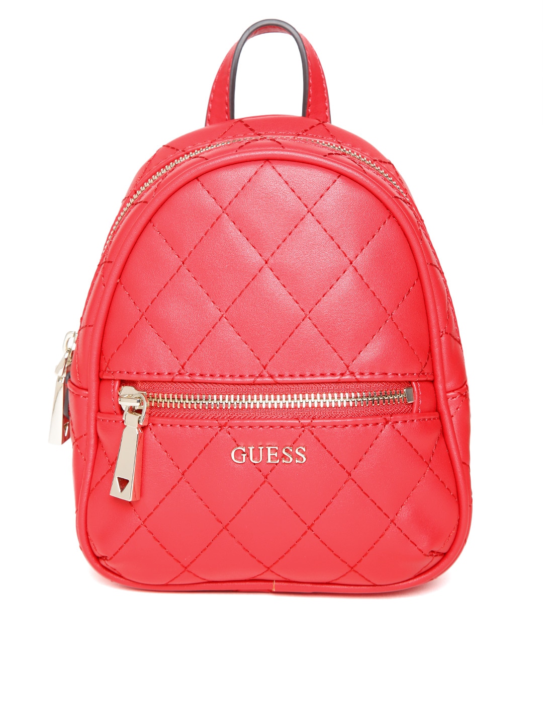 GUESS Women Red Quilted Backpack Price in India