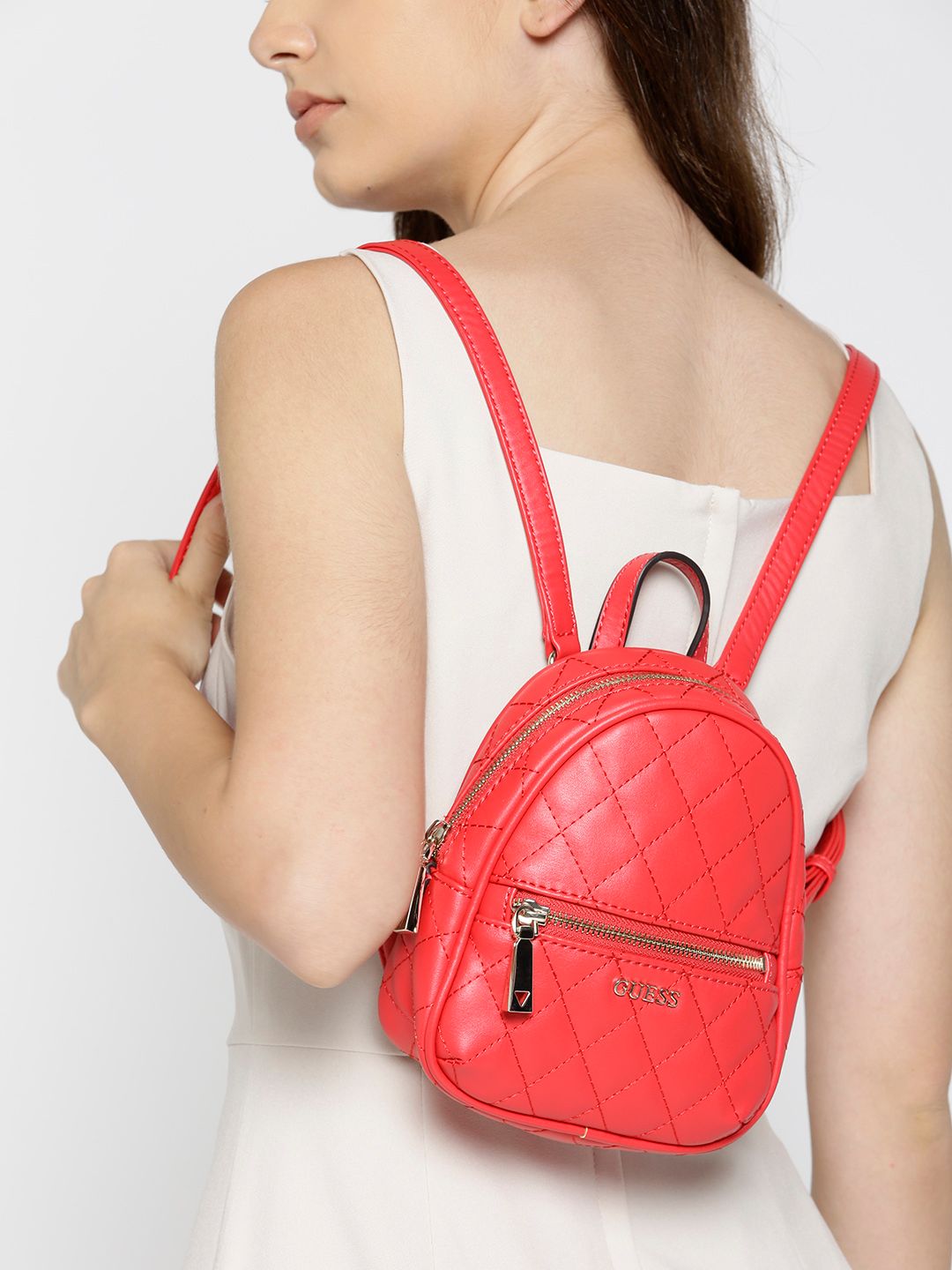 Buy GUESS Women Red Quilted Backpack - Backpacks for Women  display picture 1