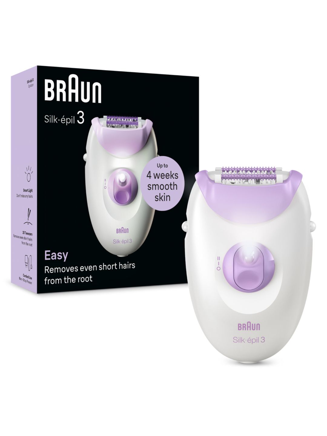 Braun Braun Silk-epil 3-000 Epilator with 20 Tweezers & Massage Rollers