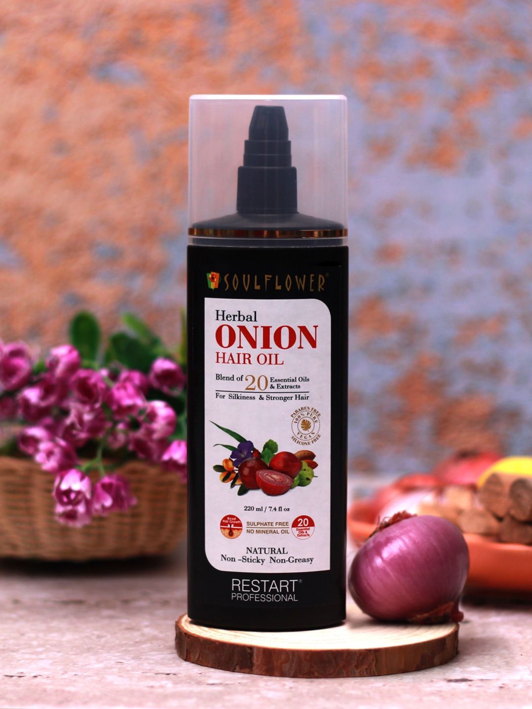 Soulflower Best Herbal Onion Hair Growth Oil with Amla For Hairfall Control Greying 220 ml Price in India