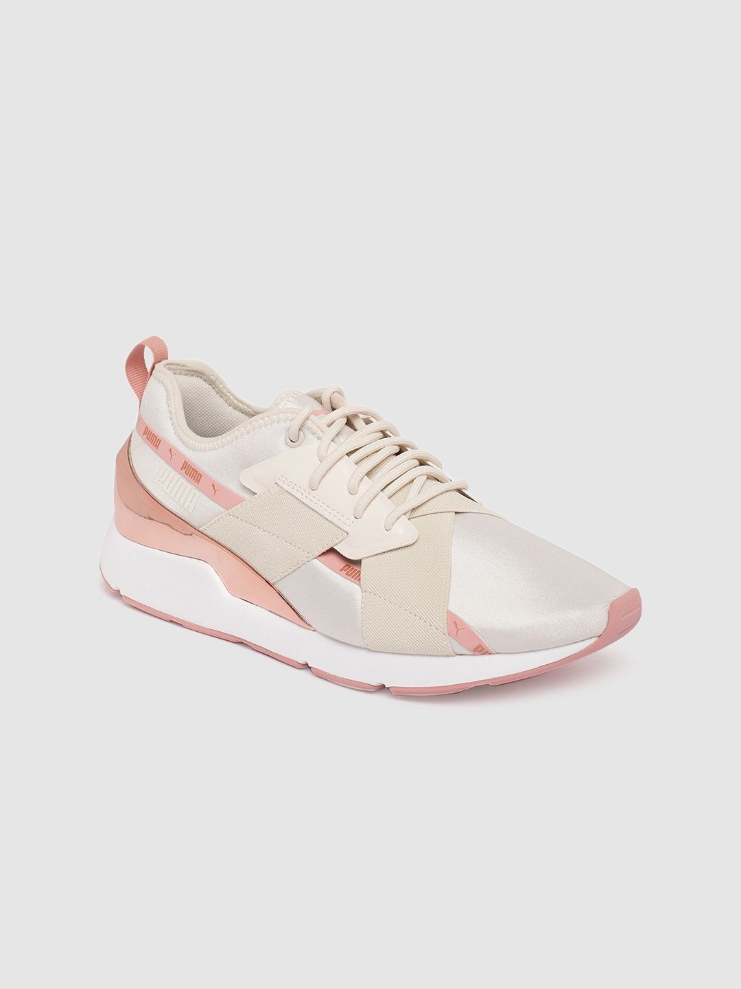 Puma Women Cream-Coloured Muse X-2 Metallic Sneakers Price in India