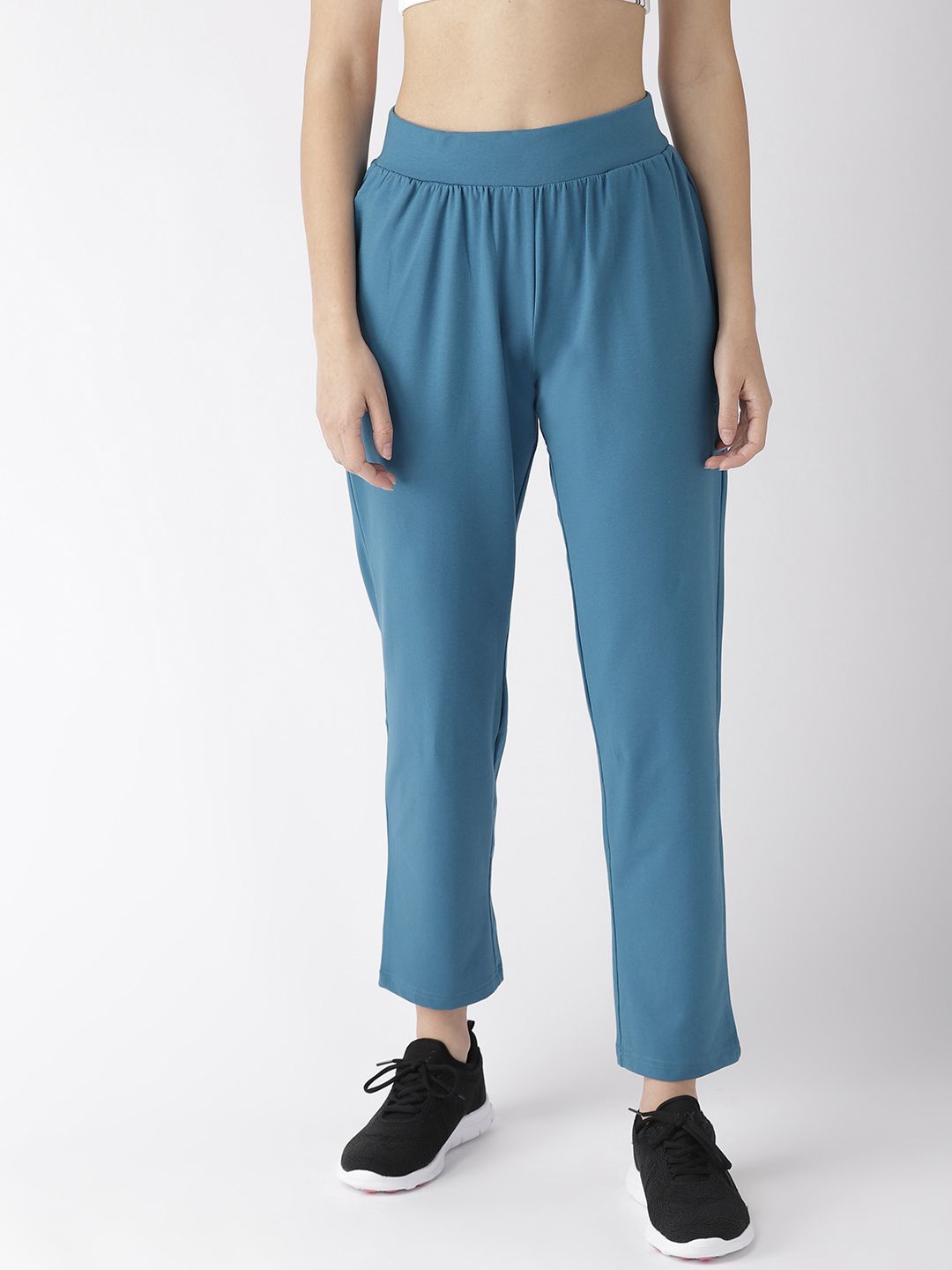 Alcis Women Solid BlueTrack Pants Price in India