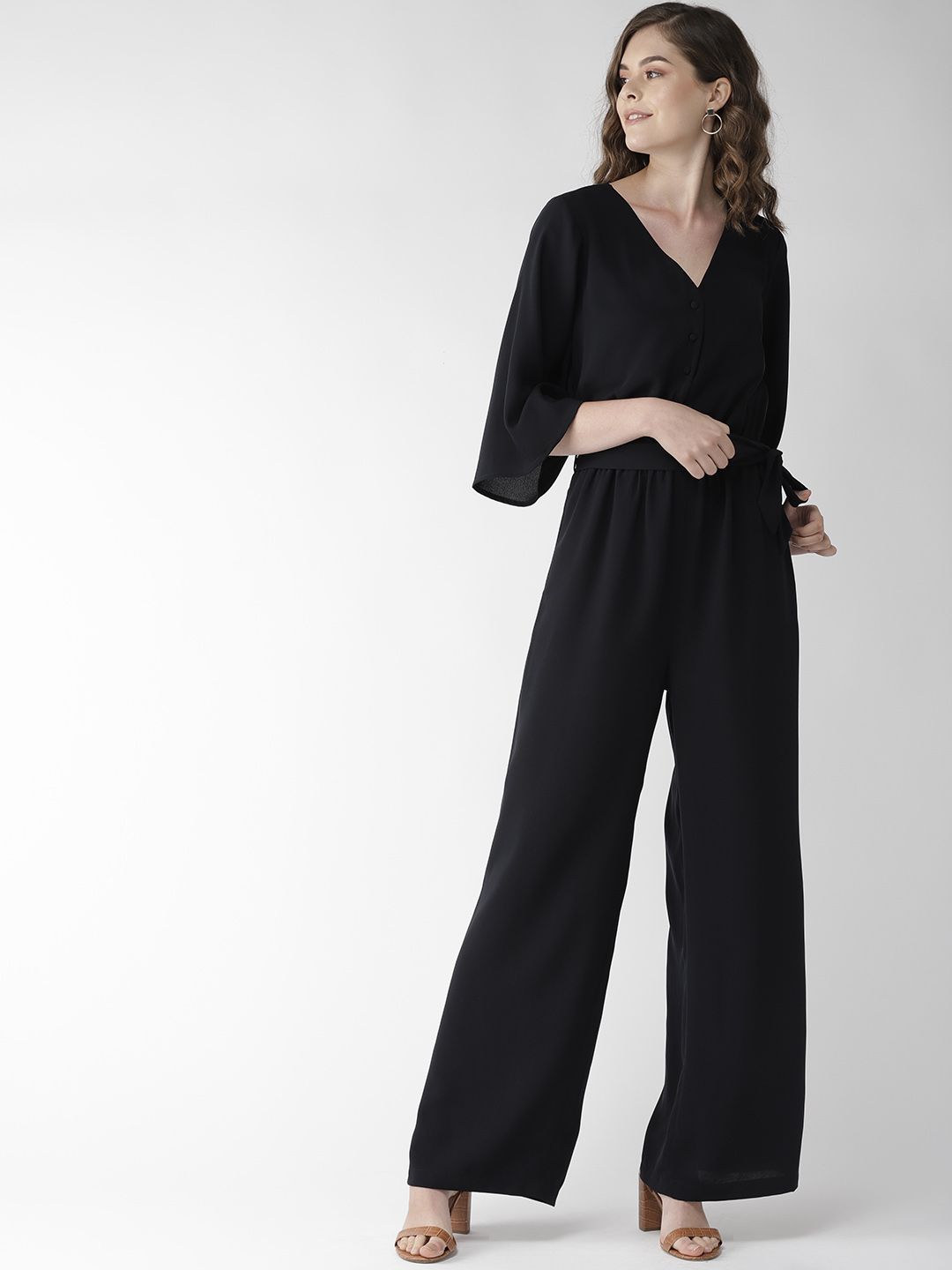 QUIERO Women Black Solid Basic Jumpsuit Price in India