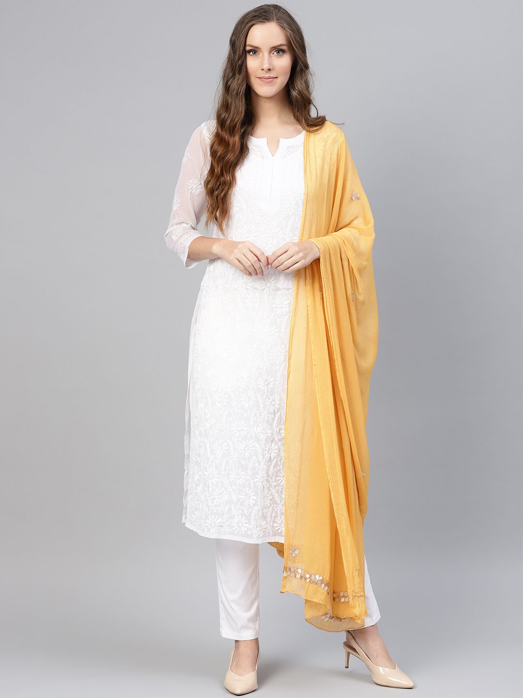 Saadgi Mustard Yellow Gotta Patti Dupatta