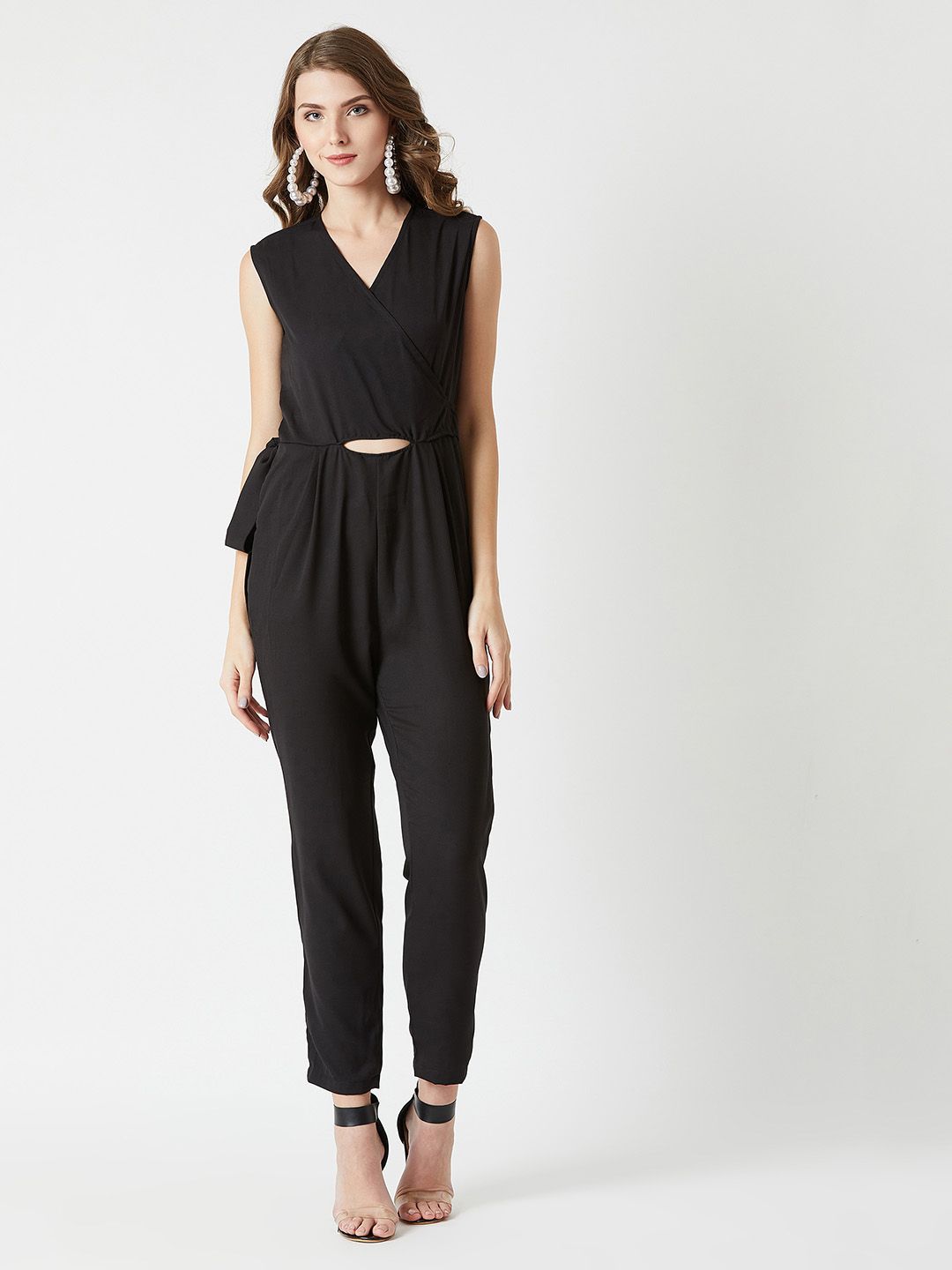 Miss Chase Women Black Solid Basic Jumpsuit Price in India