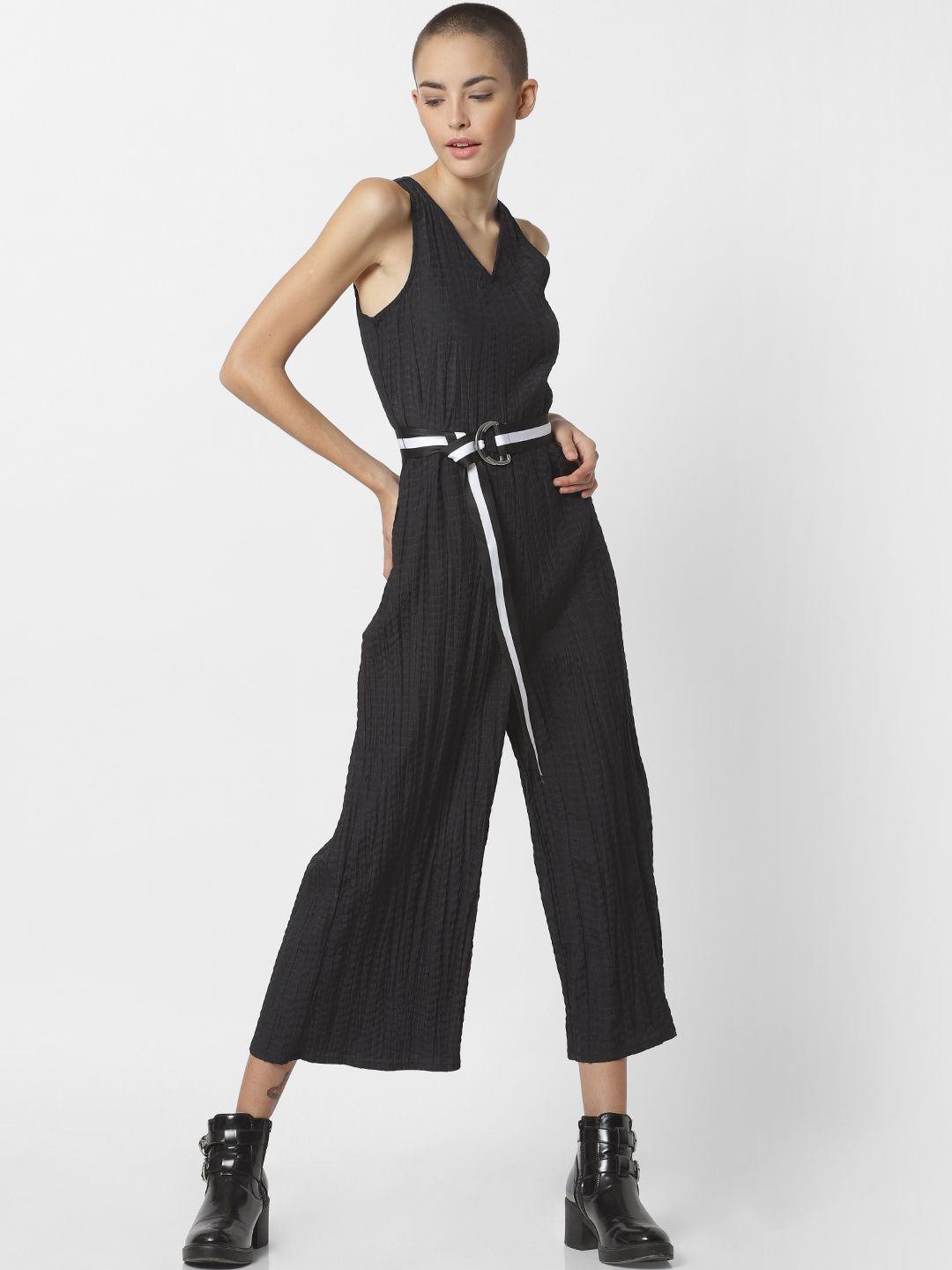 ONLY Women Black Solid Basic Jumpsuit Price in India