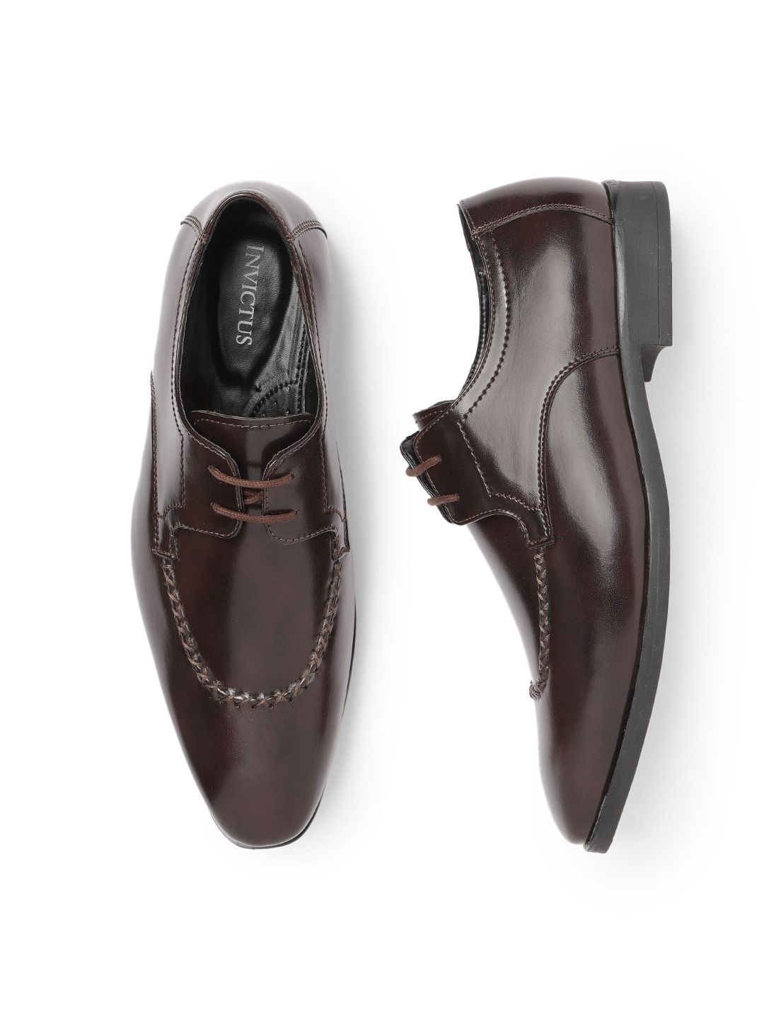 INVICTUS Men Brown Solid Derbys