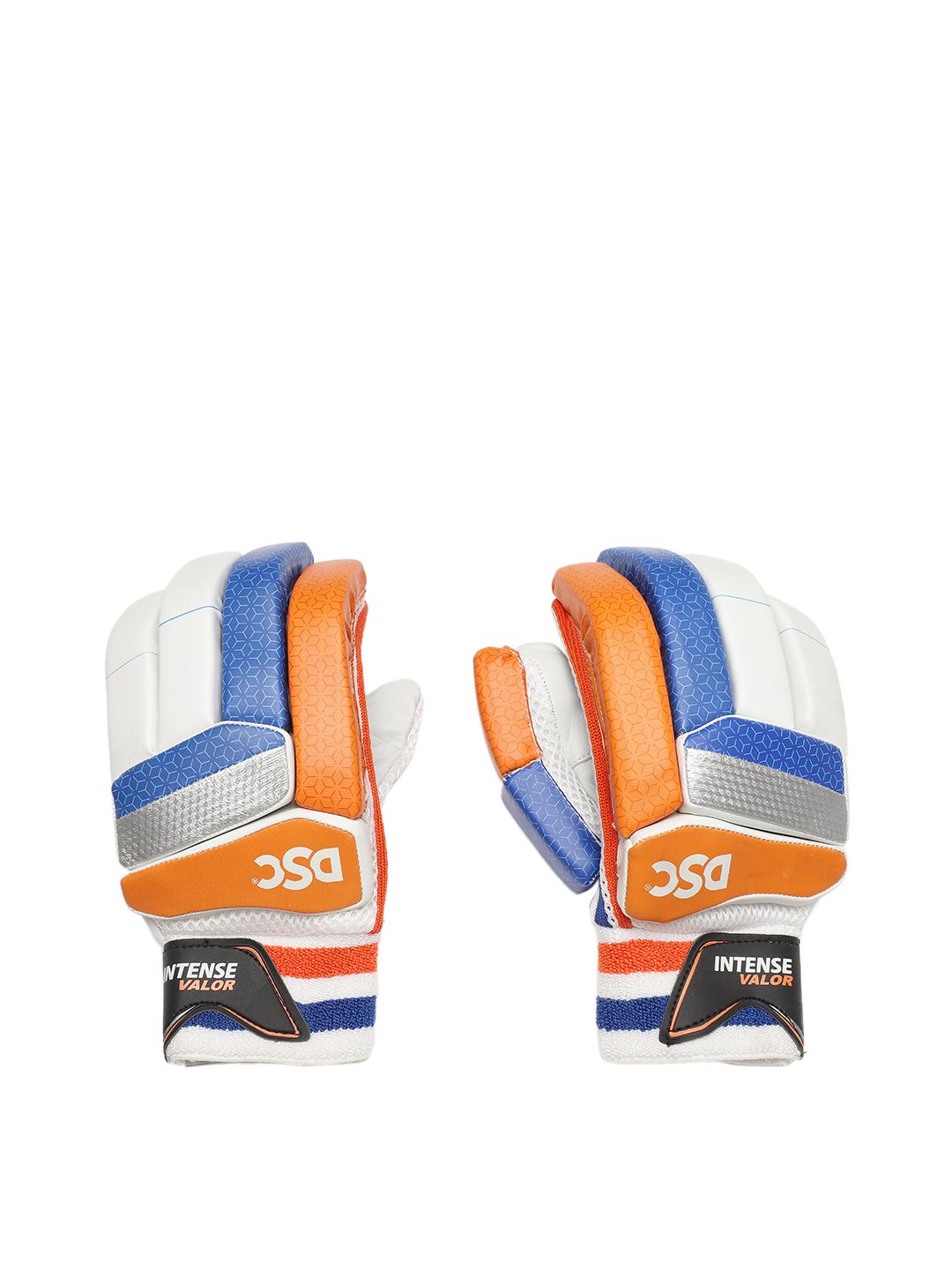DSC Unisex White & Orange Colourblocked Intense Valor Batting Gloves Price in India