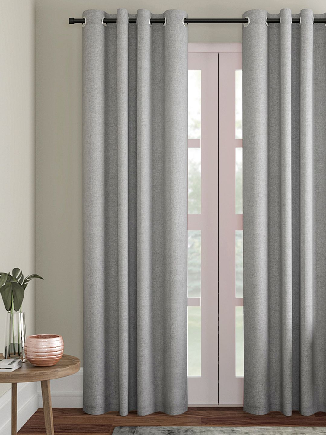 Soumya Grey Single Room Darkening Door Curtains Price in India